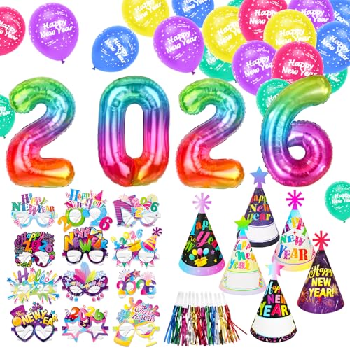 howaf-silvester-deko-2026-set-ballons-brille-hut-tr-ten-party image 8