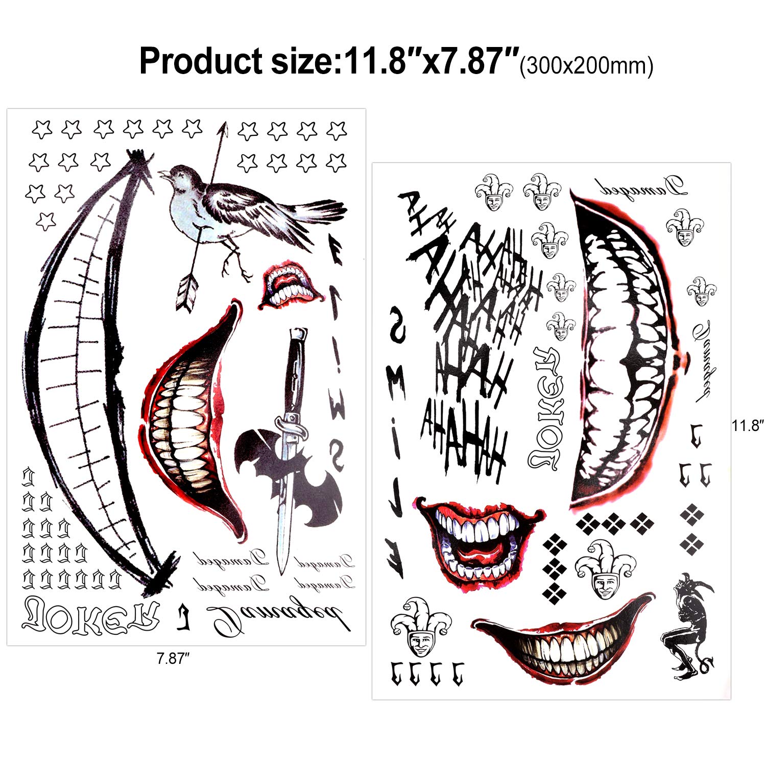 howaf-joker-tattoos-halloween-tempor-r-8-blatt image 3