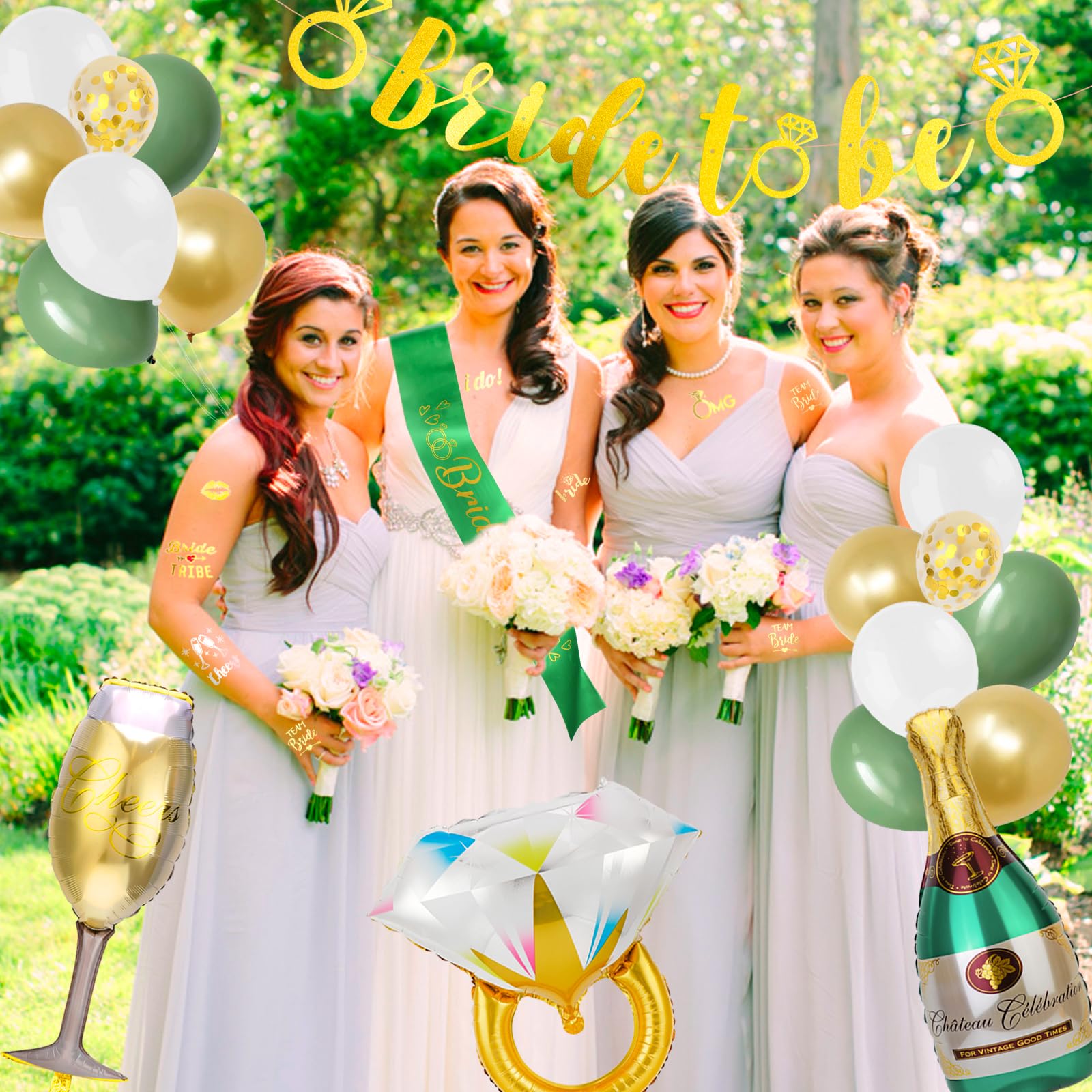 howaf-jga-deko-set-gr-n-gold-bride-to-be-girlande-ballons image 5