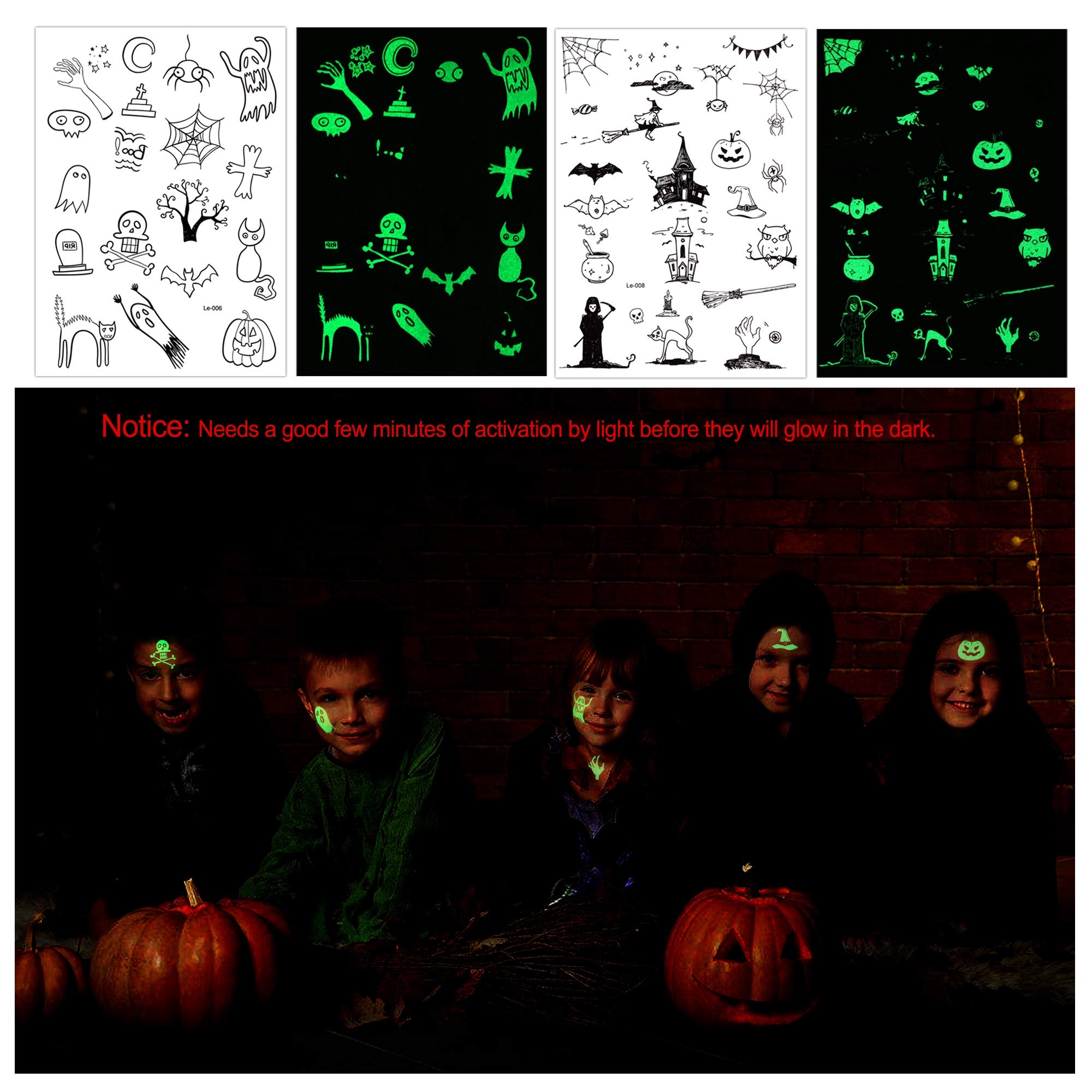 howaf-halloween-tattoo-kinder-6-b-gen-leuchtend-150-stk image 6