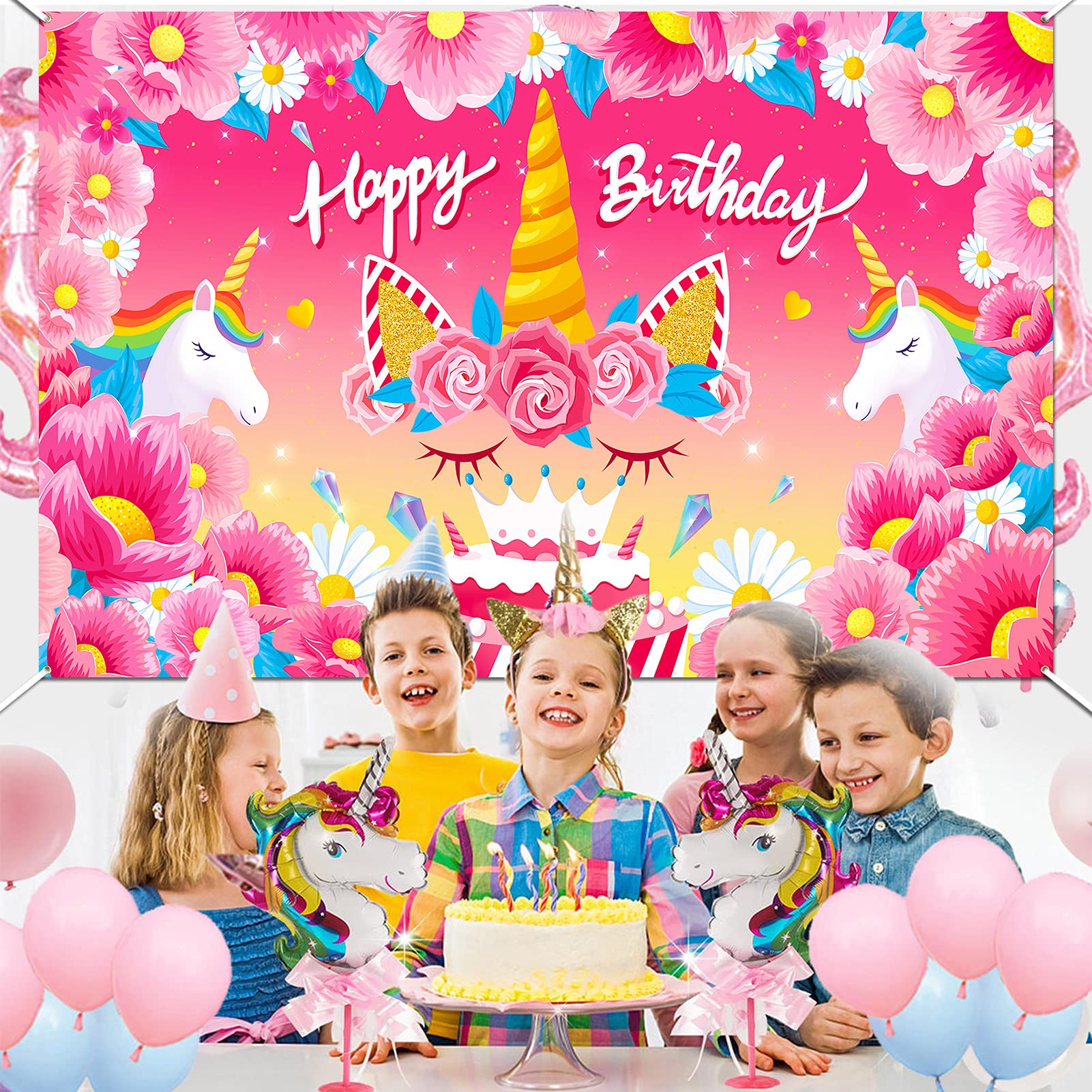 howaf-happy-birthday-banner-einhorn-stoff-185x110cm-rosa image 7