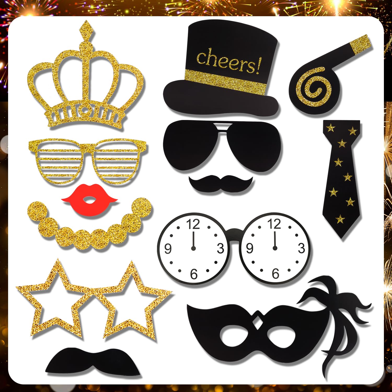 howaf-silvester-foto-requisiten-21-st-ck-schwarz-gold image 2