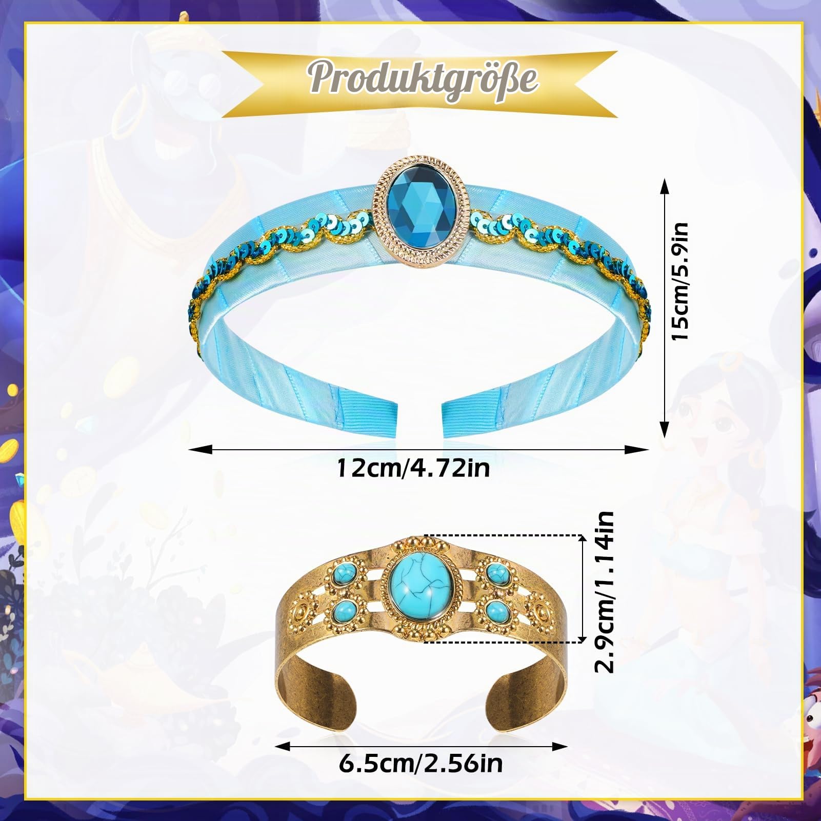 howaf-prinzessin-kost-m-damen-schmuck-set-krone-gold image 2