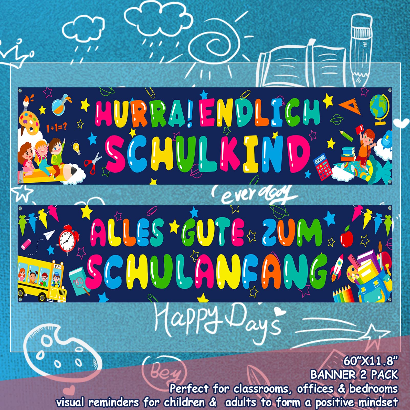 howaf-schulanfang-banner-einschulung-deko-stoff-2er-set image 2