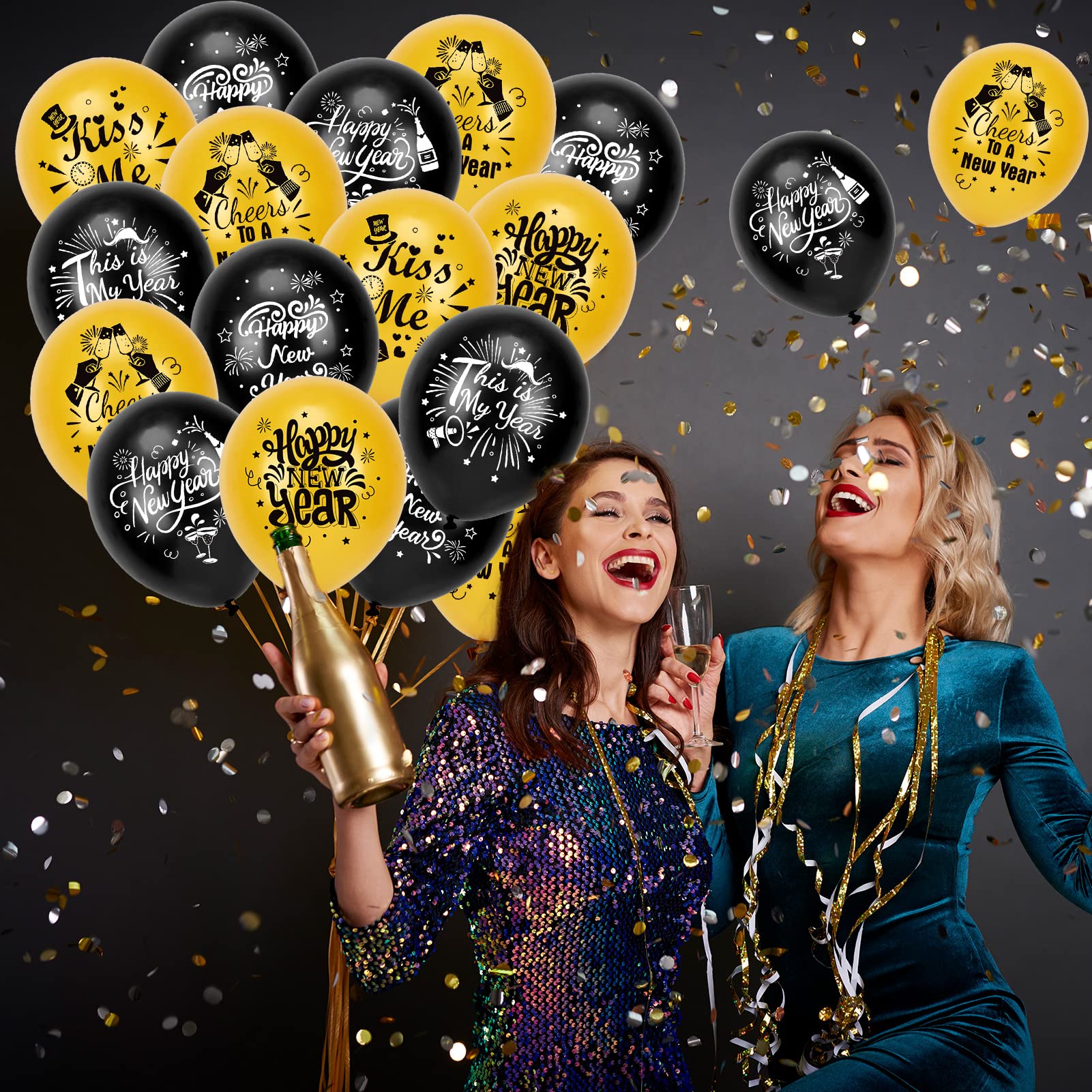 howaf-silvester-ballons-set-schwarz-gold-latex-42-teilig-2027 image 5