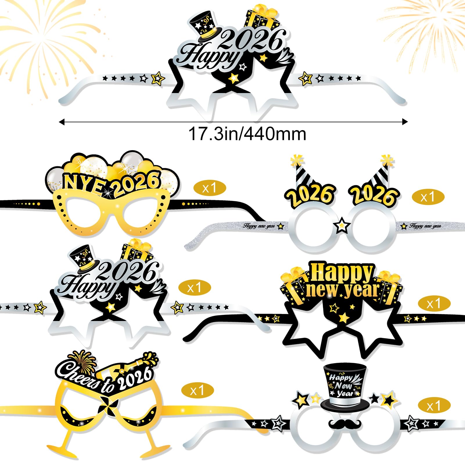 howaf-silvester-brille-2027-partybrille-12-st-ck-schwarz-gold image 3