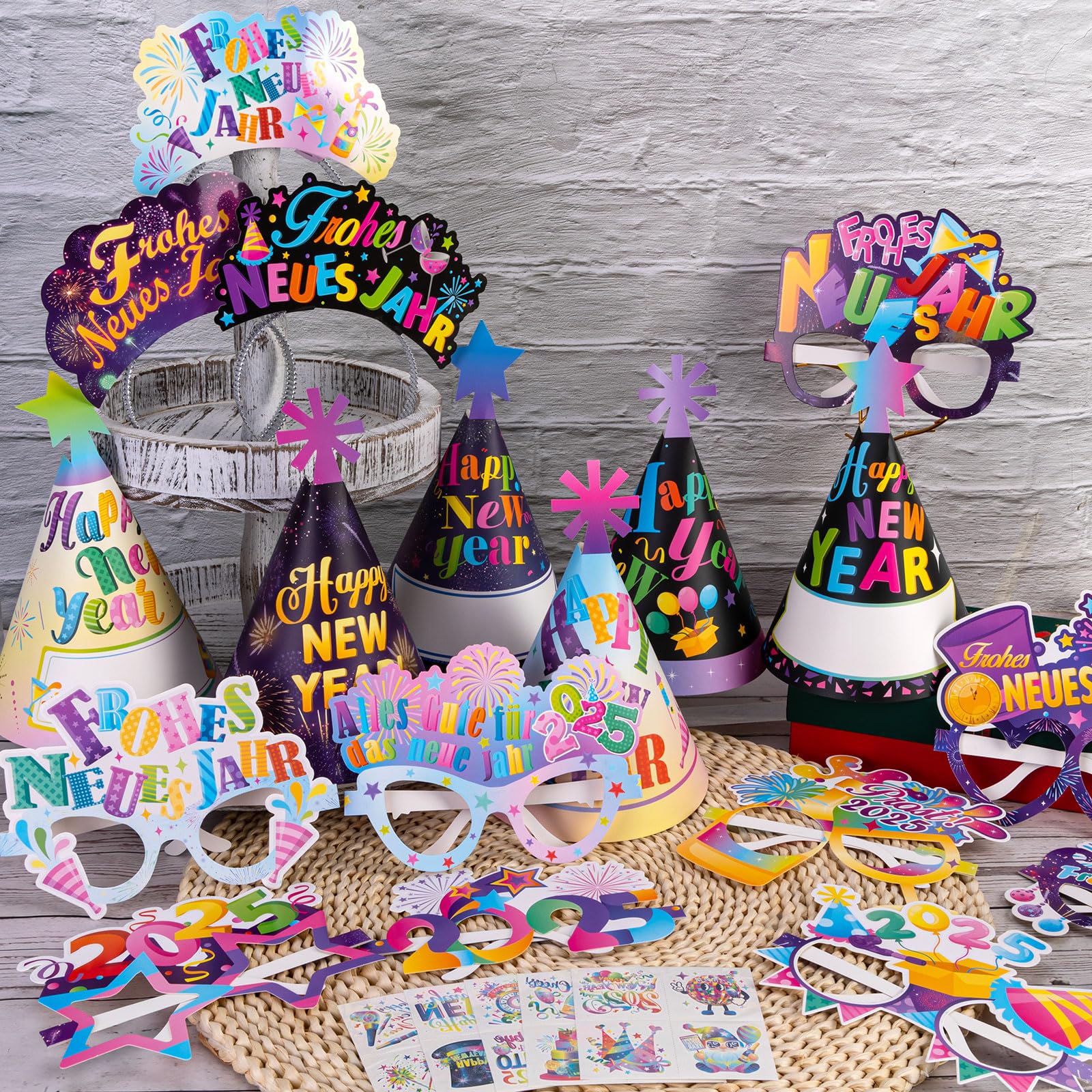 howaf-silvester-deko-2025-partyh-te-brille-haarreif-set image 5