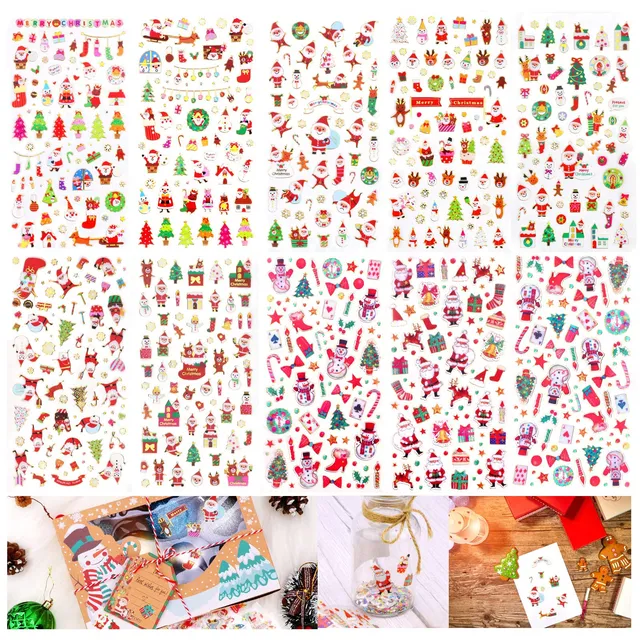 howaf-weihnachten-aufkleber-3d-glitzer-sticker-670-st-ck-10-blatt image 1