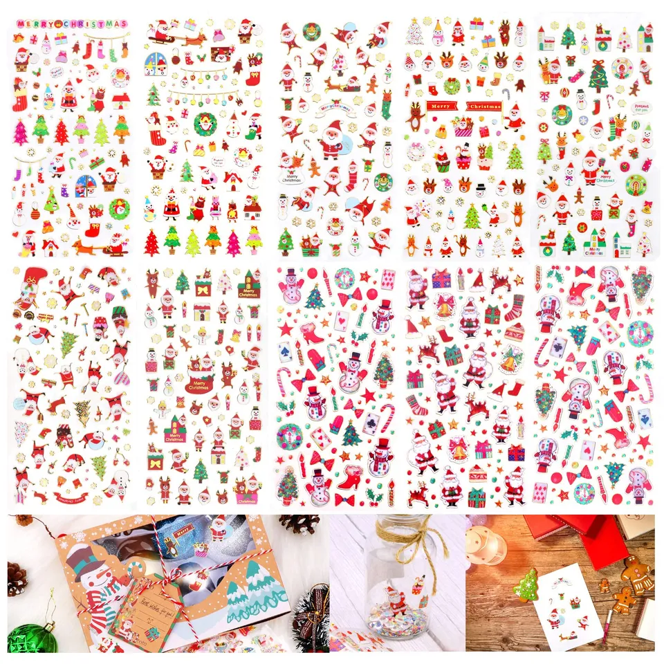 howaf-weihnachten-aufkleber-3d-glitzer-sticker-670-st-ck-10-blatt image 1
