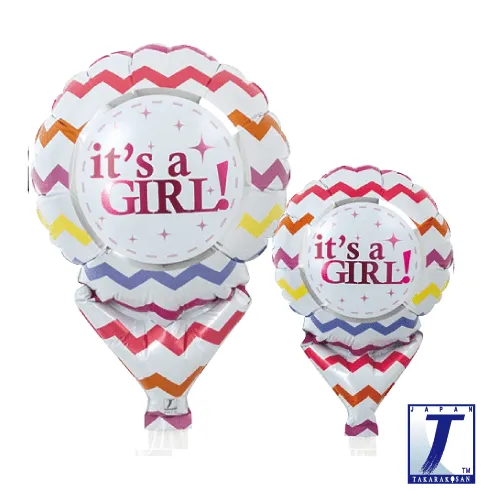 takara-upright-round-5-it-s-a-girl-chevron-ballon-rosa image 1