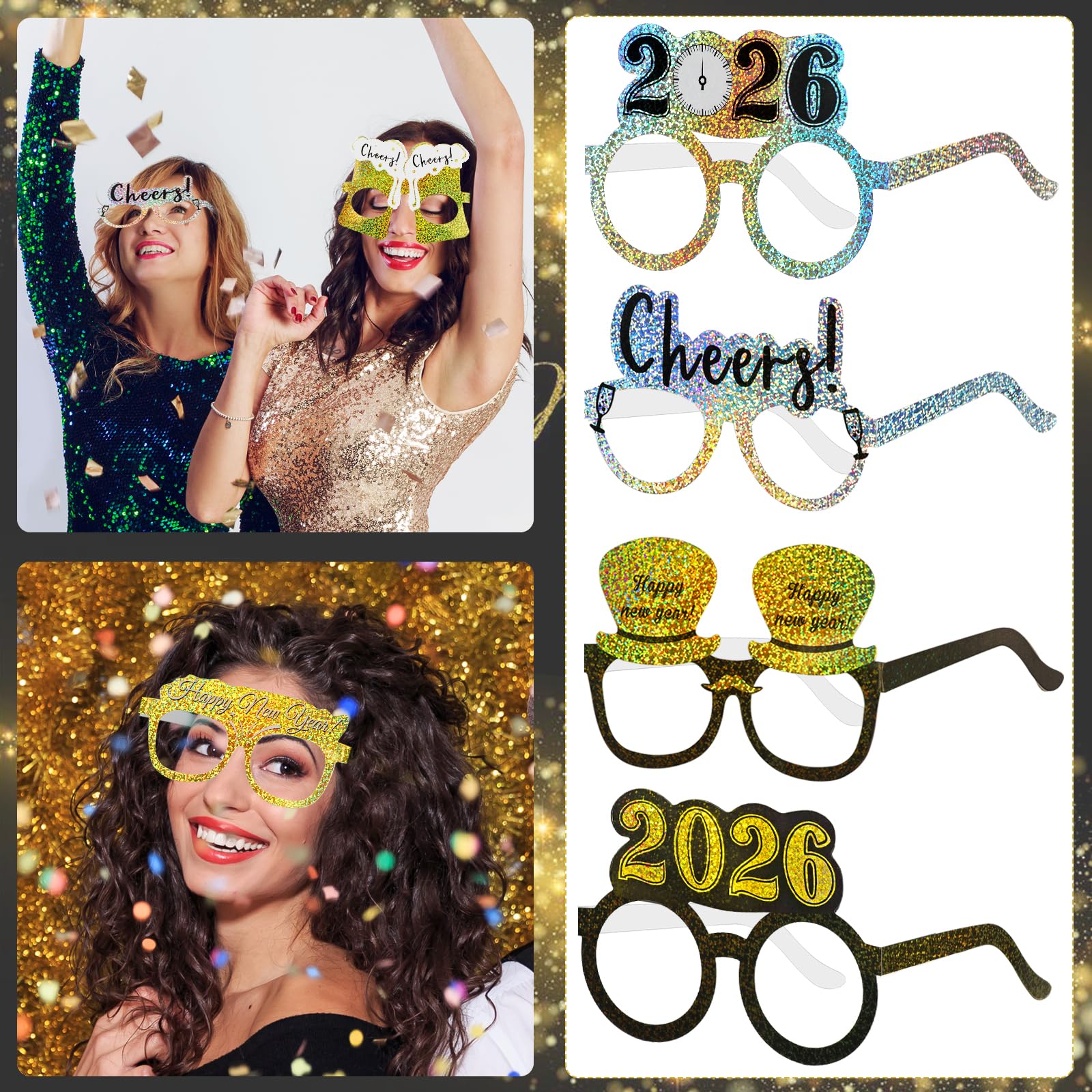 howaf-silvester-brille-2026-18-st-ck-happy-new-year-glitzer image 5