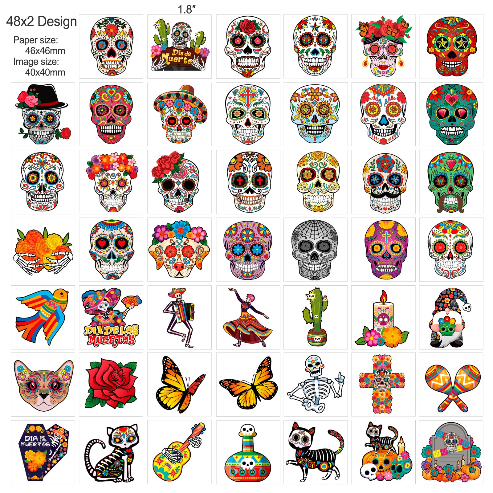 howaf-halloween-tattoo-tag-der-toten-96-stk-totenkopf image 3