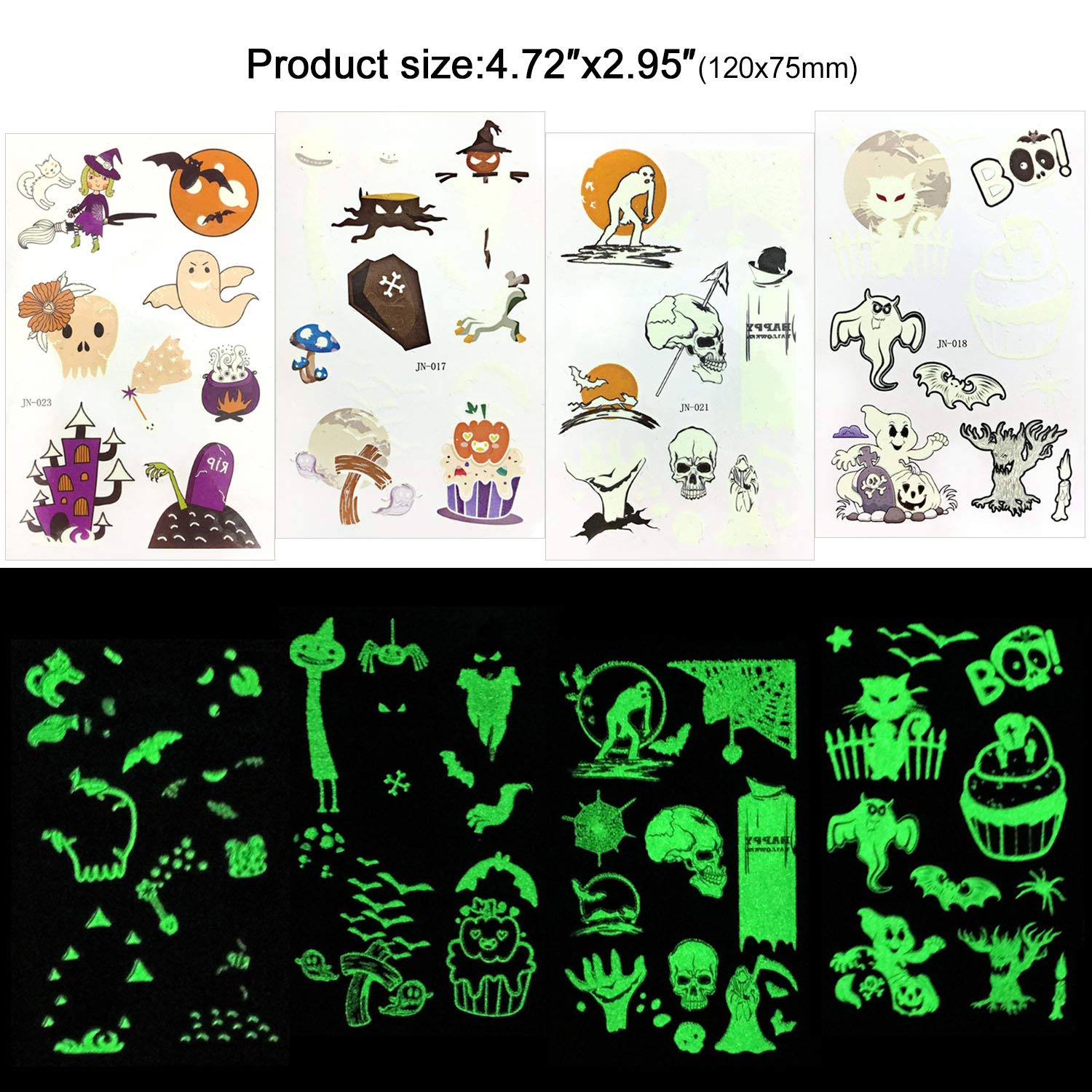 howaf-halloween-tattoo-kinder-leuchtend-15-bl-tter-120-st-ck image 2