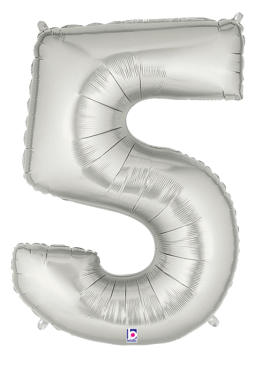 betallic-foil-balloons-zahl-5-folienballon-34-silber-megaloon image 1
