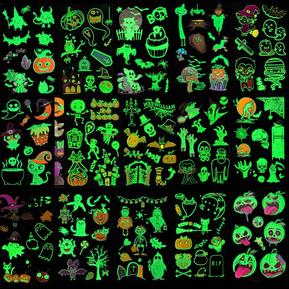 howaf-halloween-tattoo-kinder-leuchtend-15-bl-tter-120-st-ck image 1