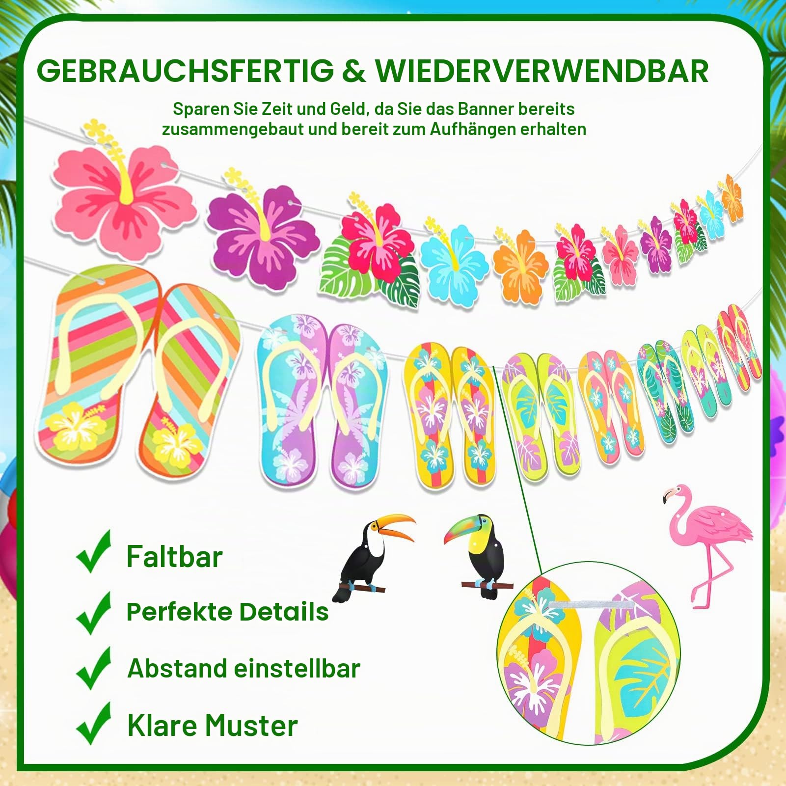 howaf-hawaii-banner-flamingo-girlande-4er-set-300cm-aloha-deko image 4
