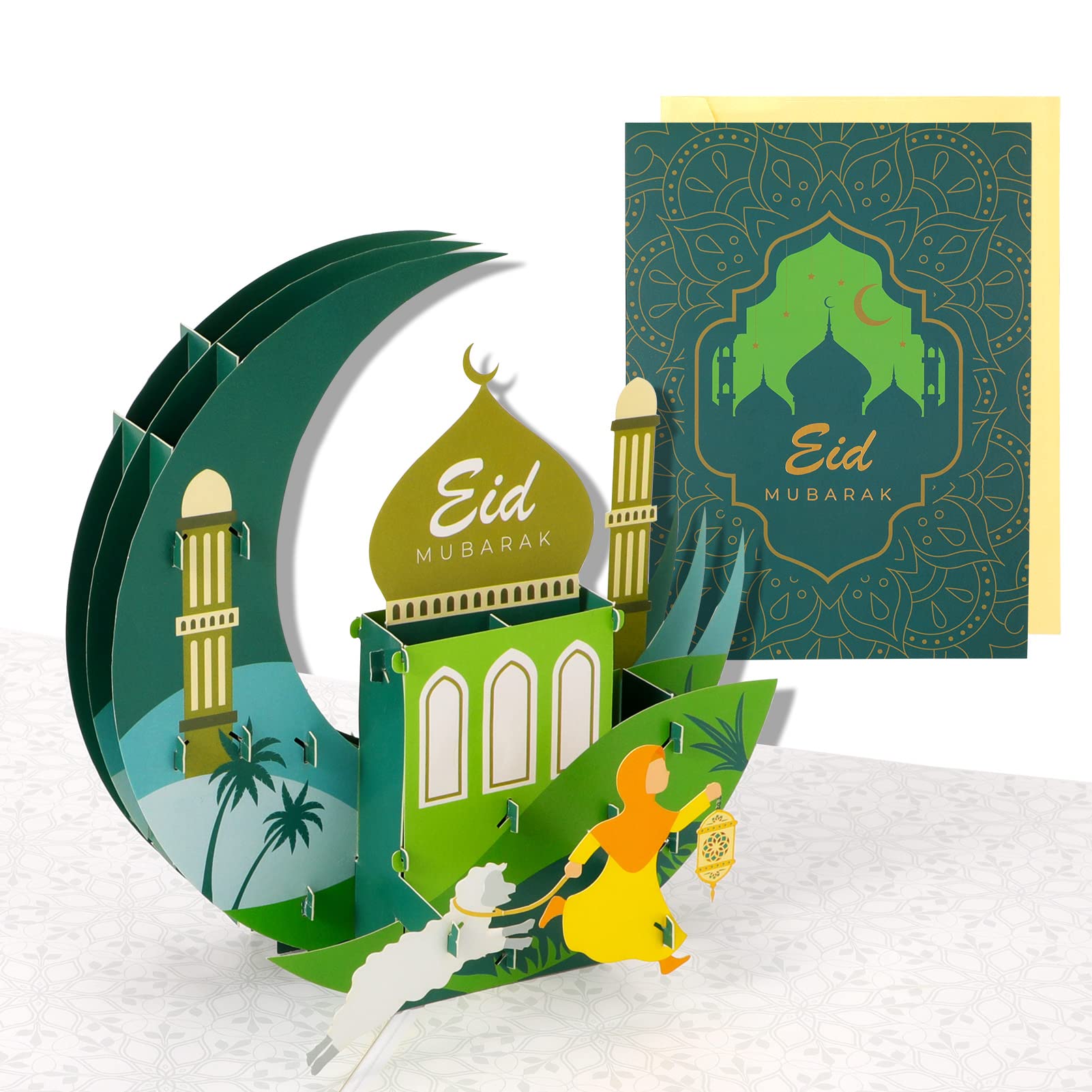 howaf-eid-mubarak-3d-pop-up-karte-mit-umschlag-rot image 1