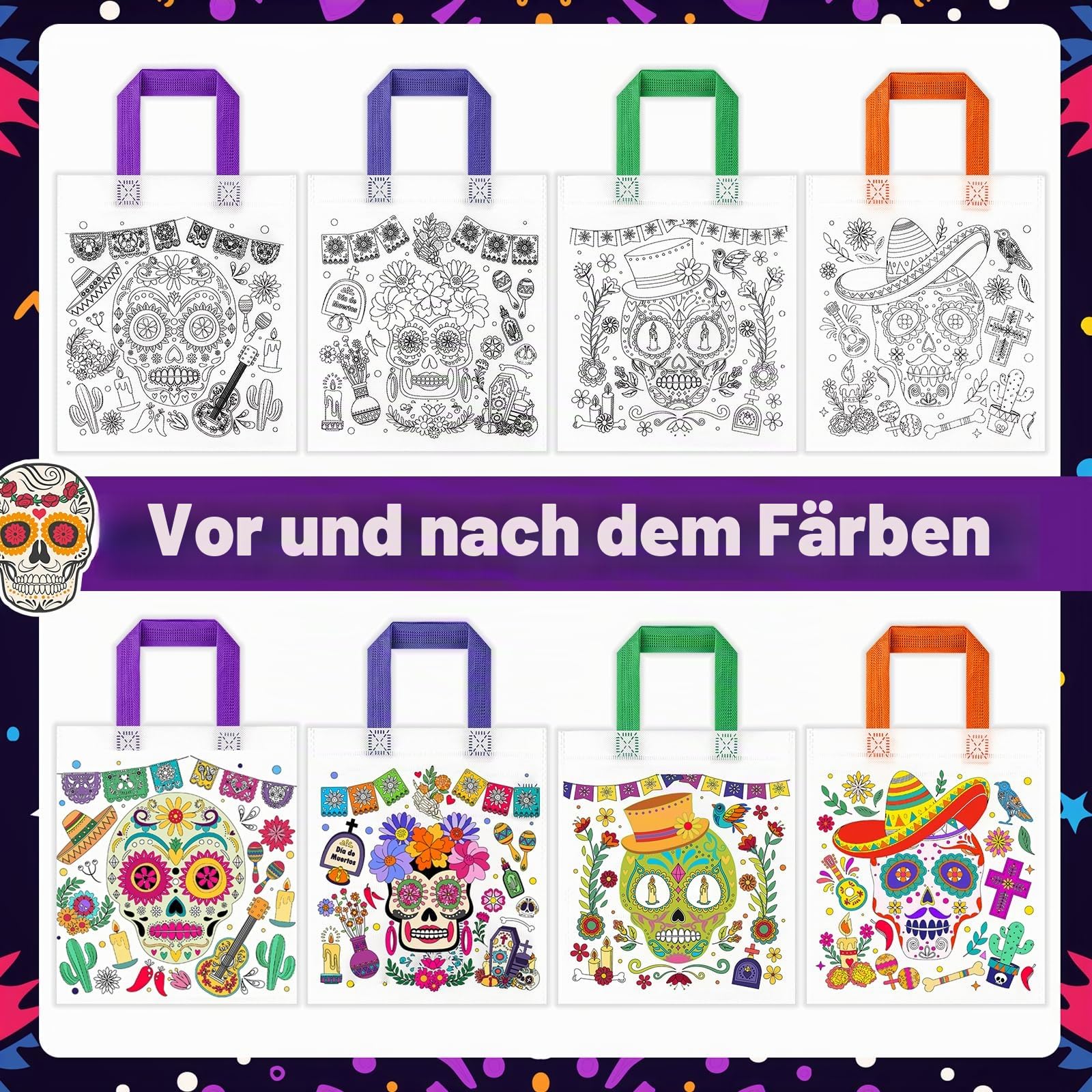 howaf-dia-de-los-muertos-t-ten-zum-bemalen-12er-bastelset-set-c image 3