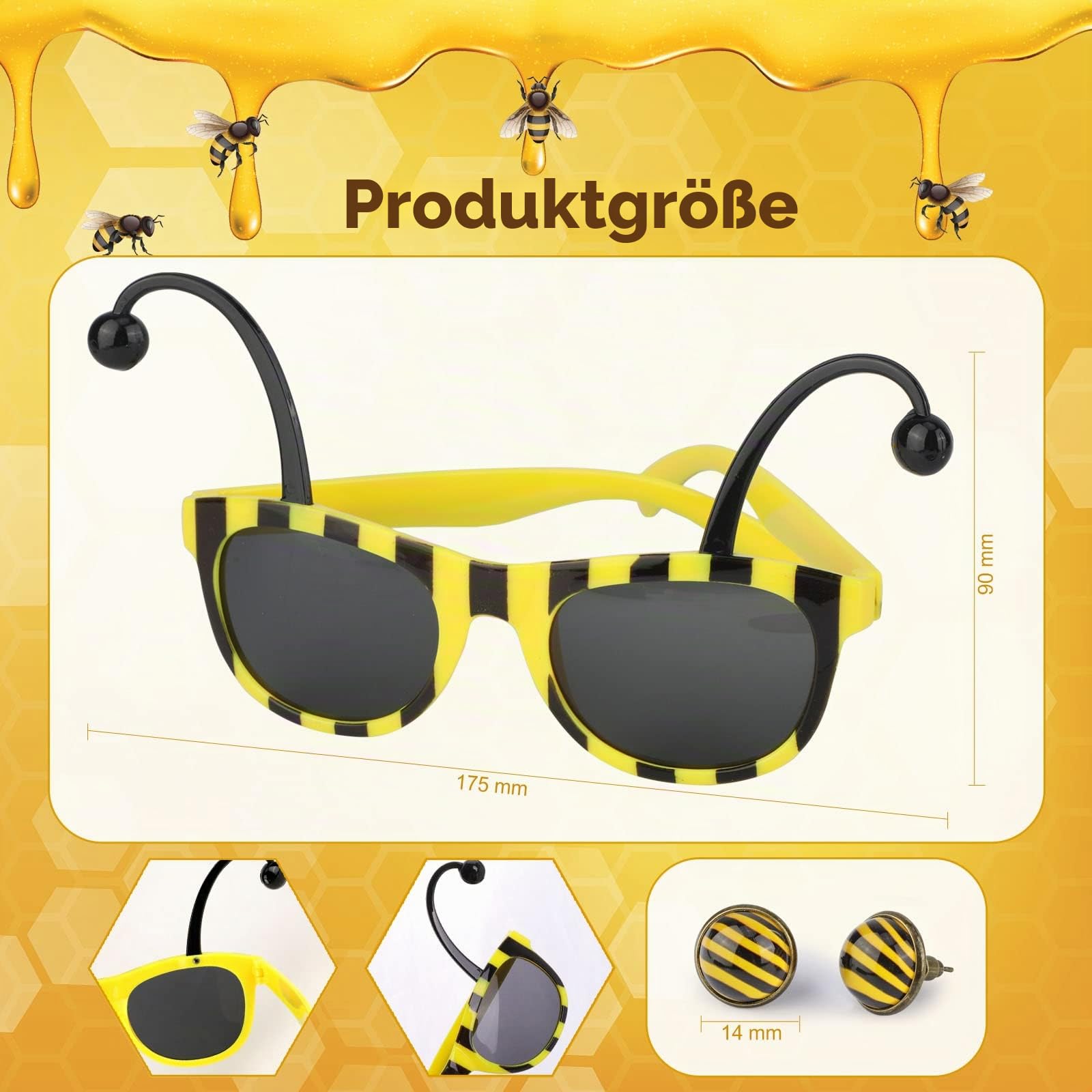 howaf-bienen-kost-m-damen-4tlg-haarreif-brille-set image 3