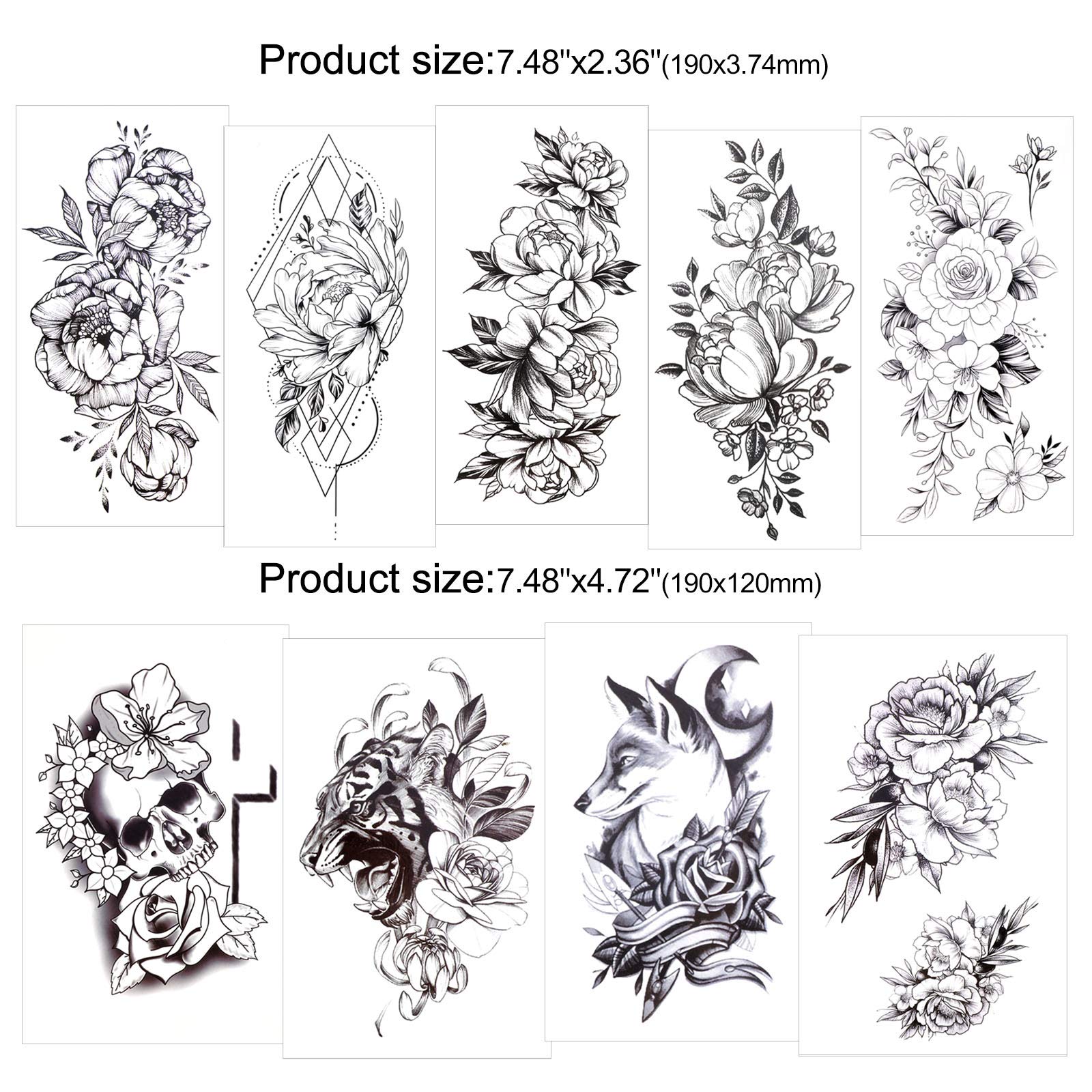 howaf-tempor-re-tattoos-schwarz-50-blatt-wasserfest image 3