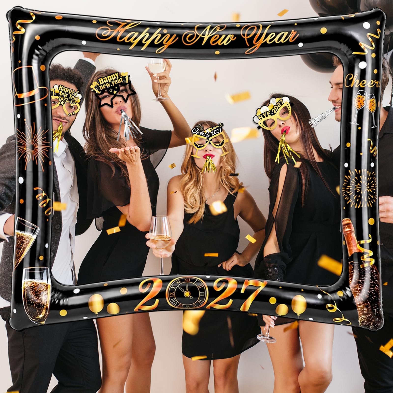howaf-silvester-deko-set-2027-fotorahmen-partydeko-schwarz-gold-61-tlg image 7