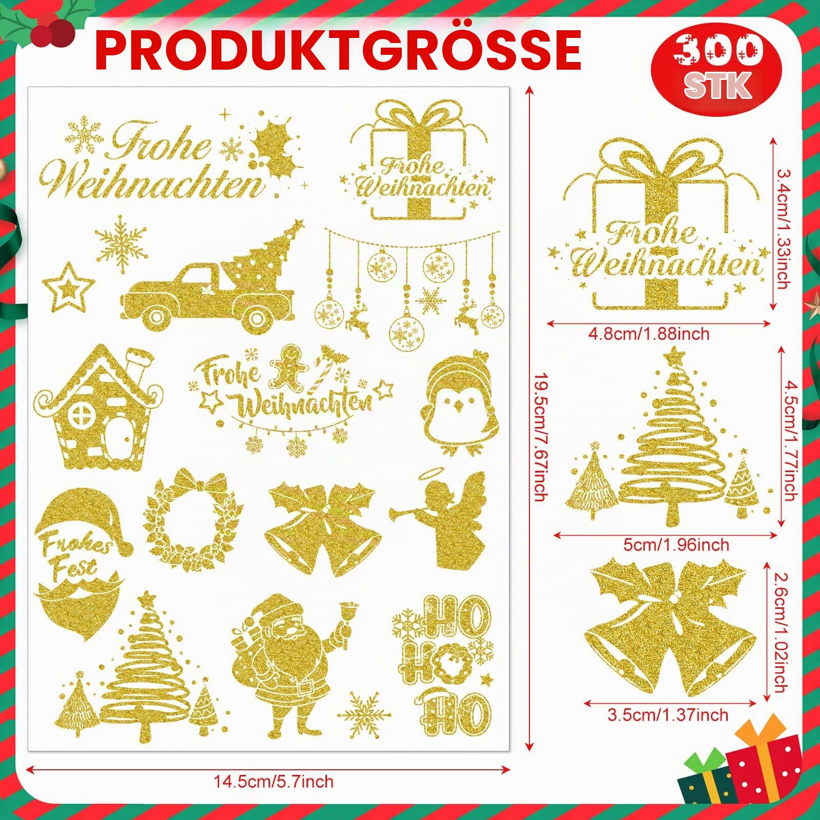 howaf-weihnachtssticker-glitzer-gold-150-st-ck-6-b-gen image 2