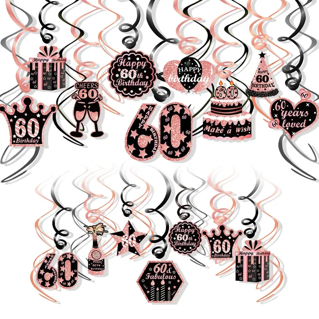 howaf-60-geburtstag-h-ngedeko-rosegold-30-st-ck-spiralen-wirbel image 1