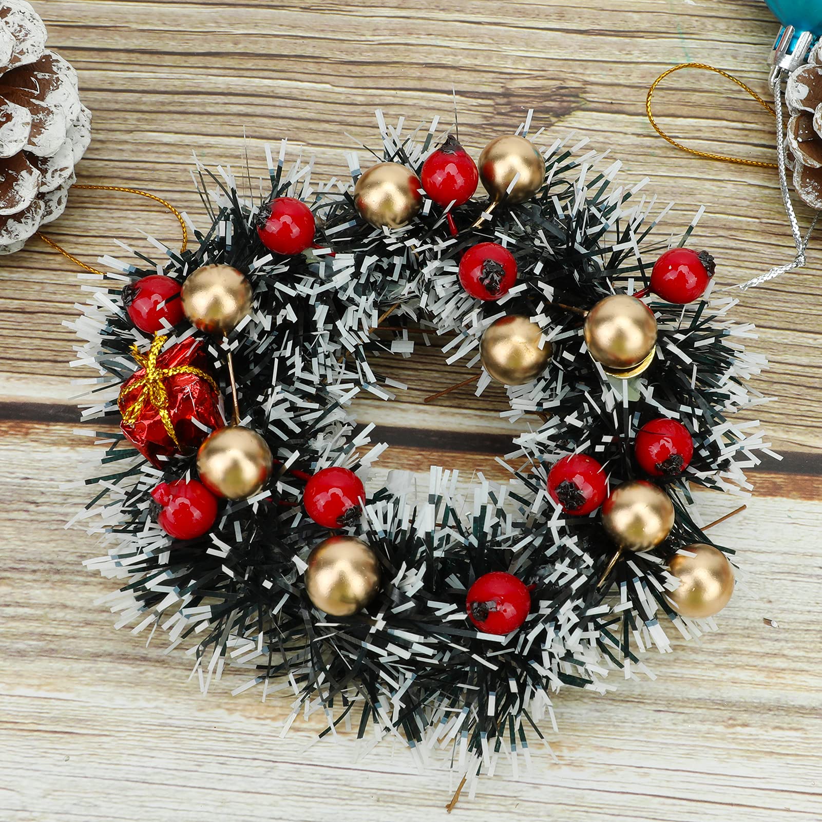 howaf-weihnachtsbeeren-deko-rot-gold-150-st-ck-k-nstlich image 3