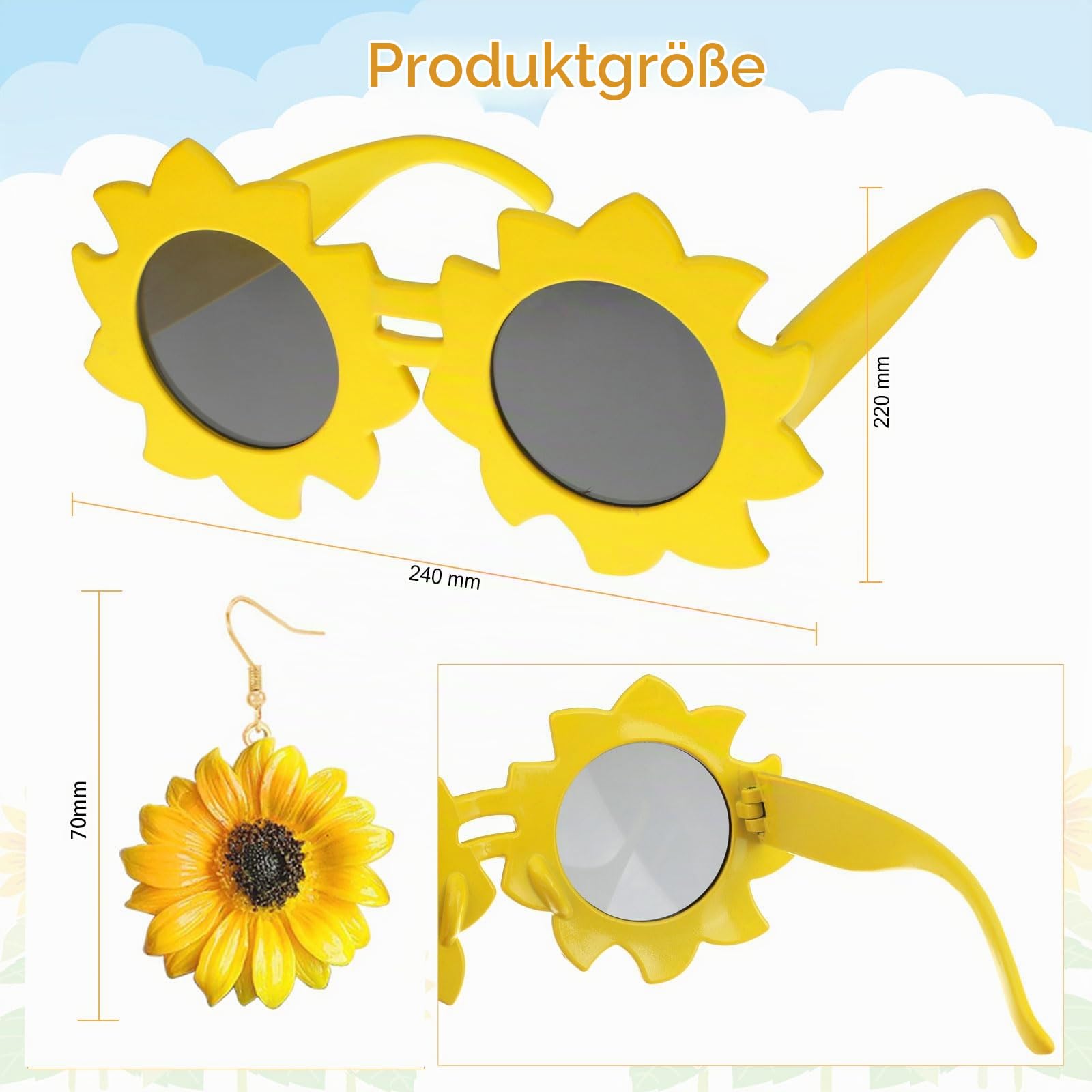 howaf-sonnenblumen-kost-m-set-damen-haarreif-brille-tattoos image 4
