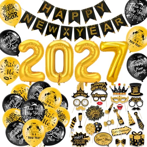 howaf-silvester-deko-2027-set-53-teilig-schwarz-gold-ballons image 8