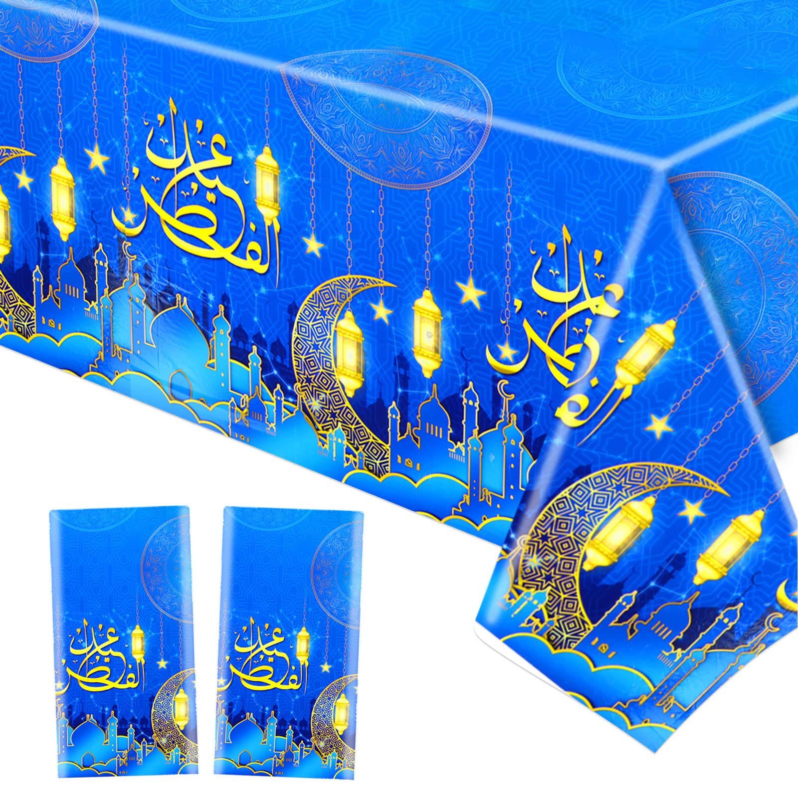 howaf-ramadan-tischdecke-eid-mubarak-2-st-ck-blau-pvc image 1