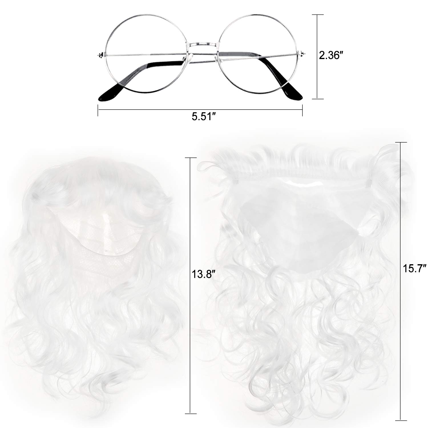 howaf-weihnachtsmann-per-cke-und-bart-set-mit-brille-wei image 3