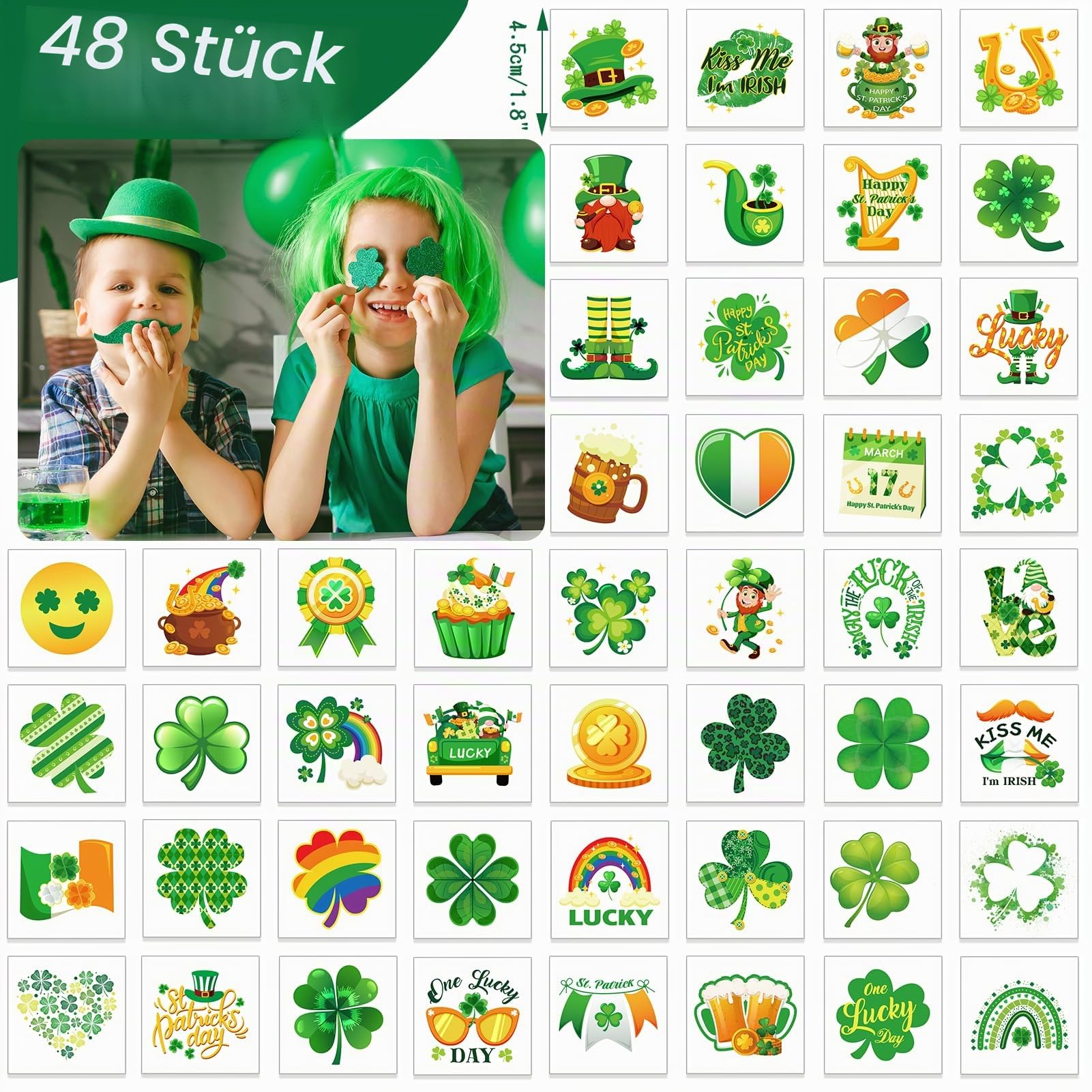 howaf-st-patricks-day-haarreif-set-4tlg-kleeblatt-tattoo image 4