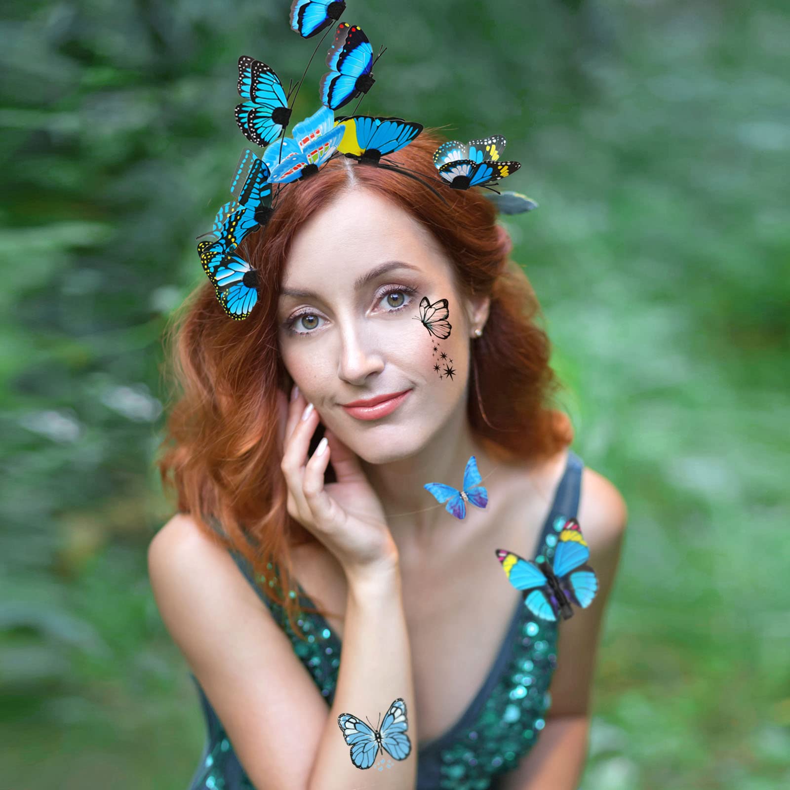 howaf-schmetterling-kost-m-damen-set-blau-haarreif-tattoos image 7