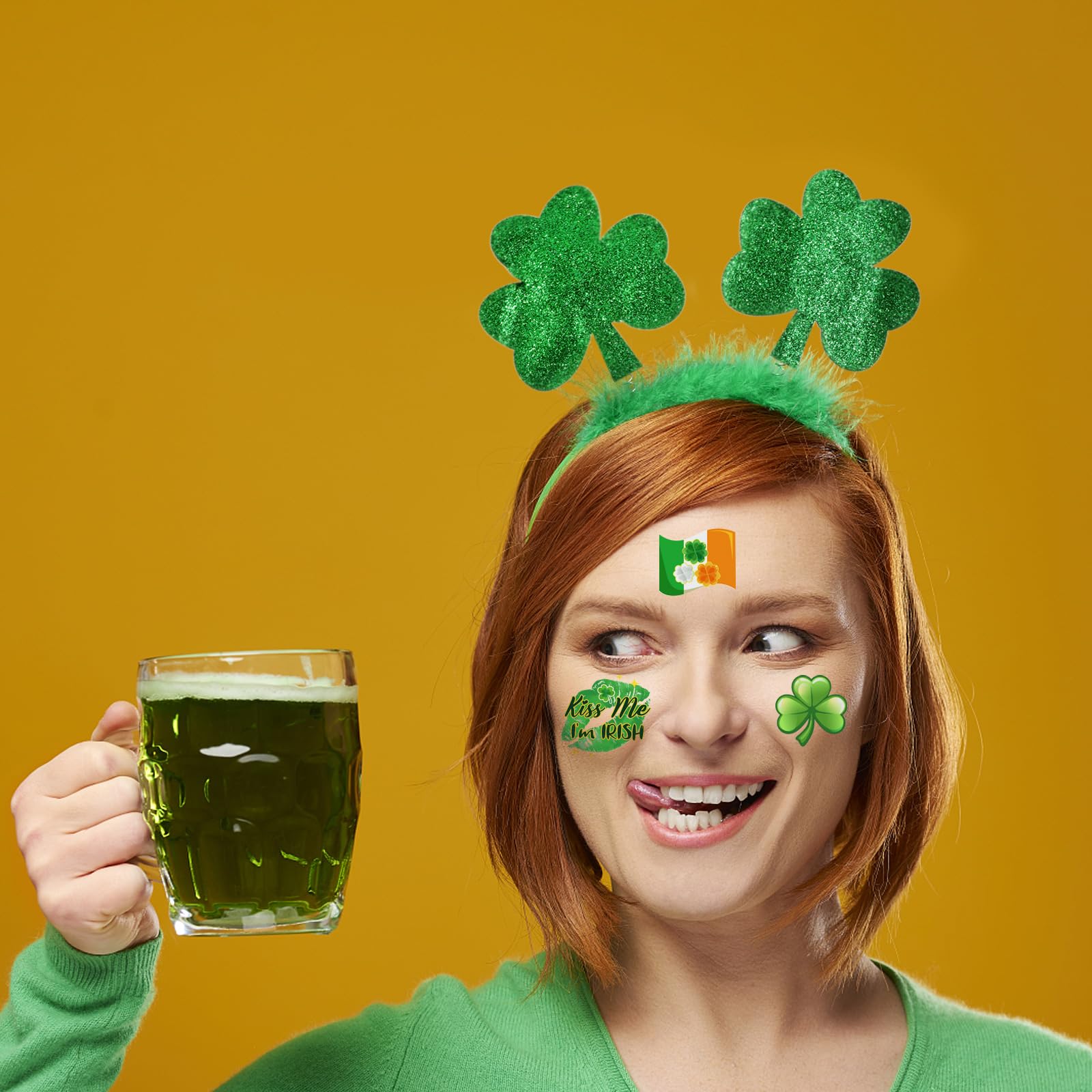 howaf-st-patricks-day-haarreif-set-4tlg-kleeblatt-tattoo image 6