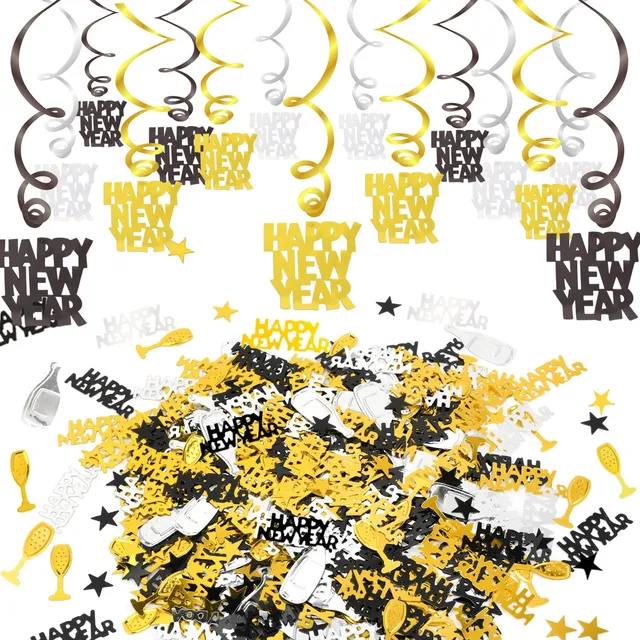 howaf-silvester-deko-15-tlg-h-ngedeko-girlande-schwarz-gold-silber image 1