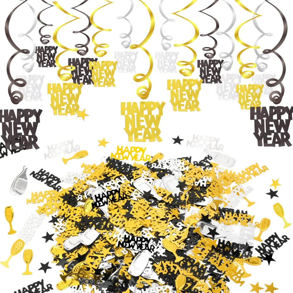 howaf-silvester-deko-15-tlg-h-ngedeko-girlande-schwarz-gold-silber image 1
