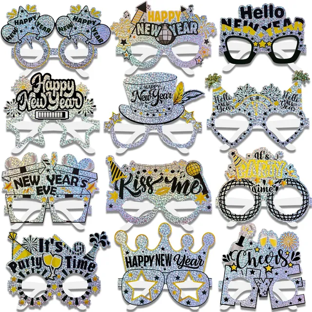 howaf-silvester-brille-2027-glitzer-silber-12-st-ck-party image 1