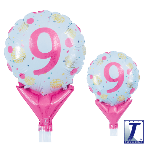 takara-upright-round-5-zoll-folienballon-gold-pink-dots-no-9 image 1
