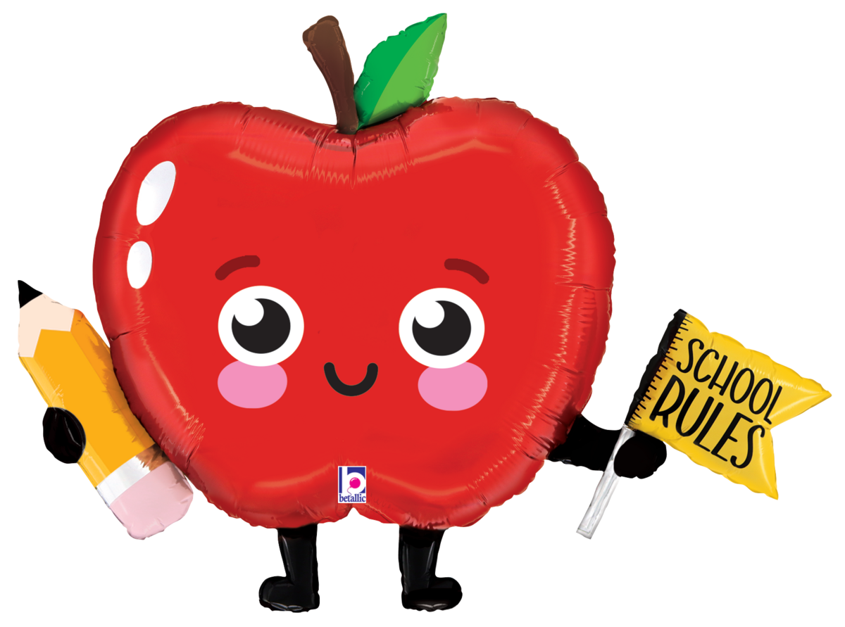 betallic-school-rules-folienballon-31-zoll-apfel-einschulung image 1