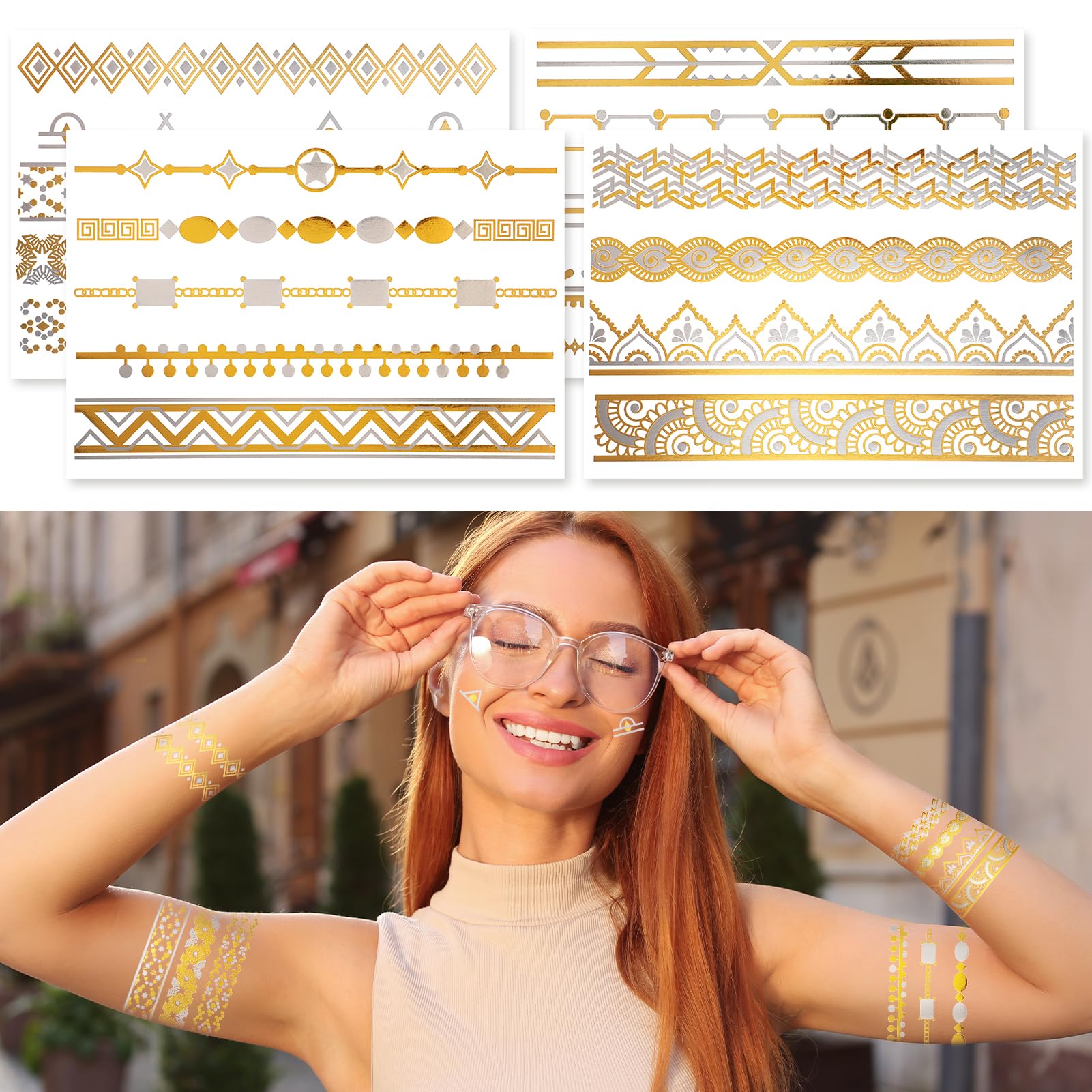 howaf-temporary-tattoos-gold-tempor-re-tattoos-metallic-glitzer-8-bl-tter image 5