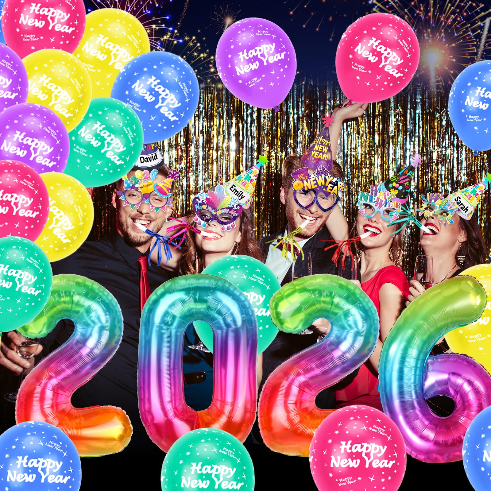 howaf-silvester-deko-2026-set-ballons-brille-hut-tr-ten-party image 7