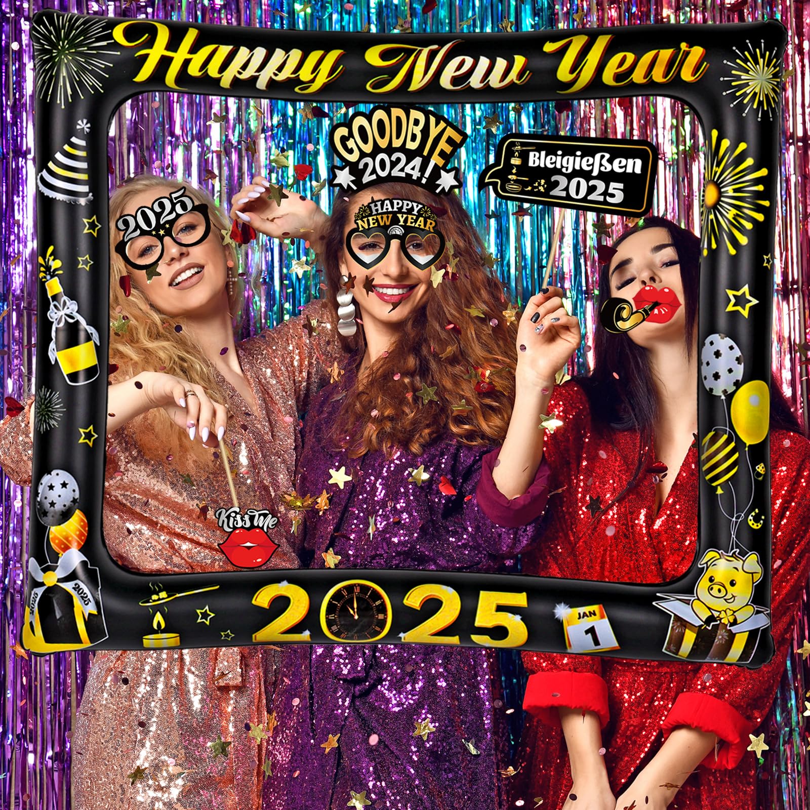 howaf-silvester-fotorahmen-aufblasbar-2025-schwarz-gold-65x75 image 7