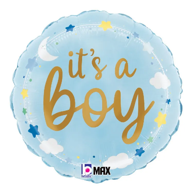 betallic-it-s-a-boy-stars-and-clouds-folienballon-18-blau image 1