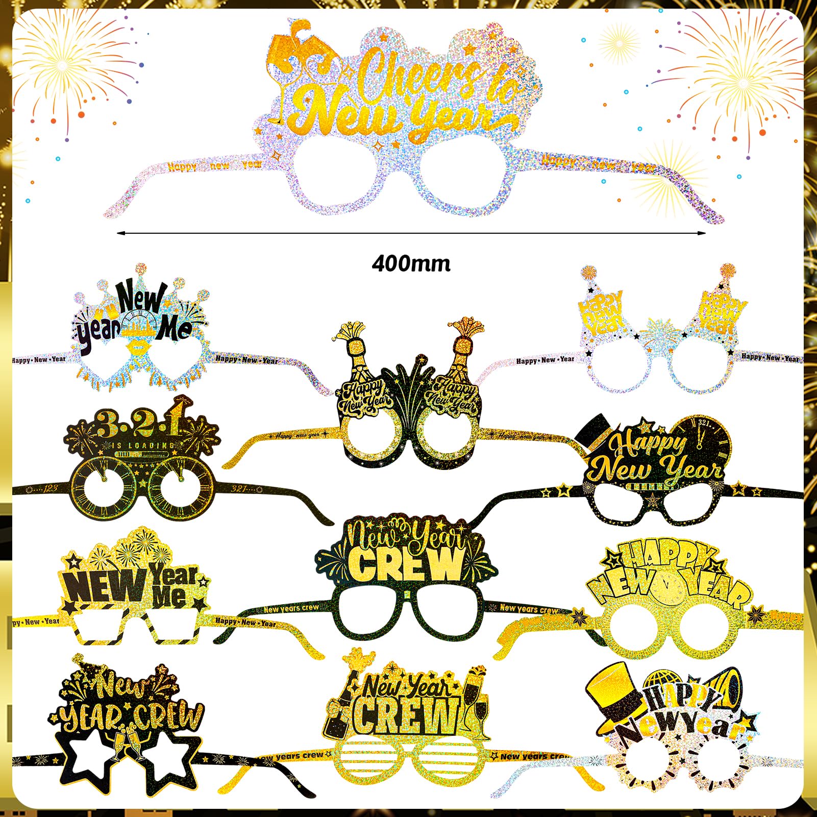 howaf-silvester-deko-2027-schwarz-gold-24-teilig-party-set image 3