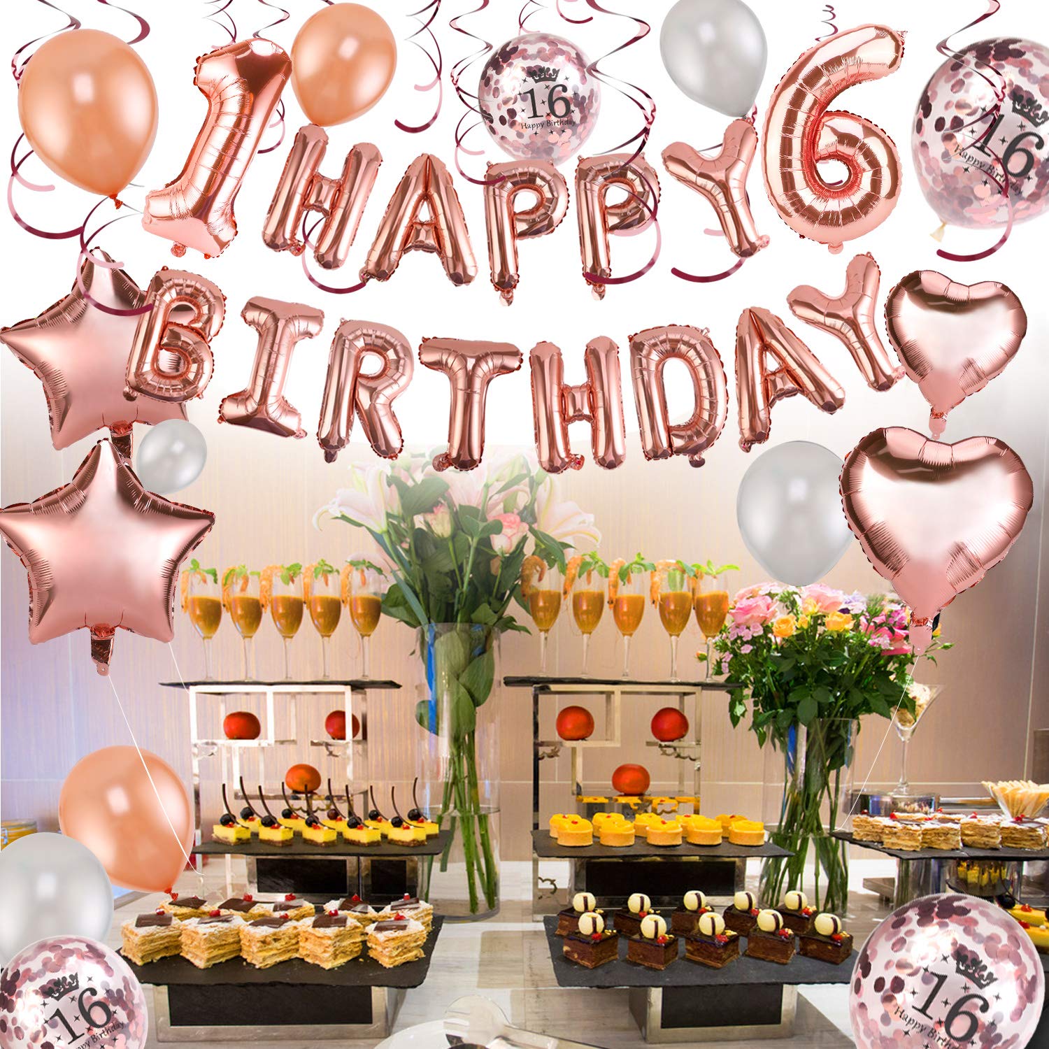howaf-16-geburtstag-deko-luftballon-set-ros-gold-sweet-16 image 4