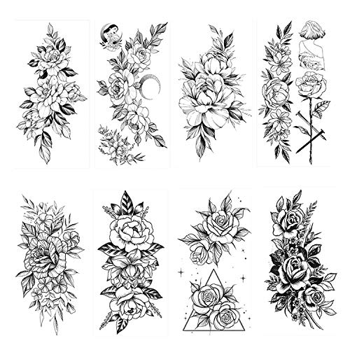 howaf-blumen-tattoos-schwarz-tempor-re-tattoos-8-bl-tter image 8