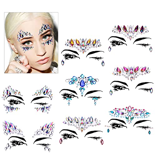 howaf-temporary-tattoos-gesicht-strasssteine-selbstklebend-8-st-ck-festival image 7