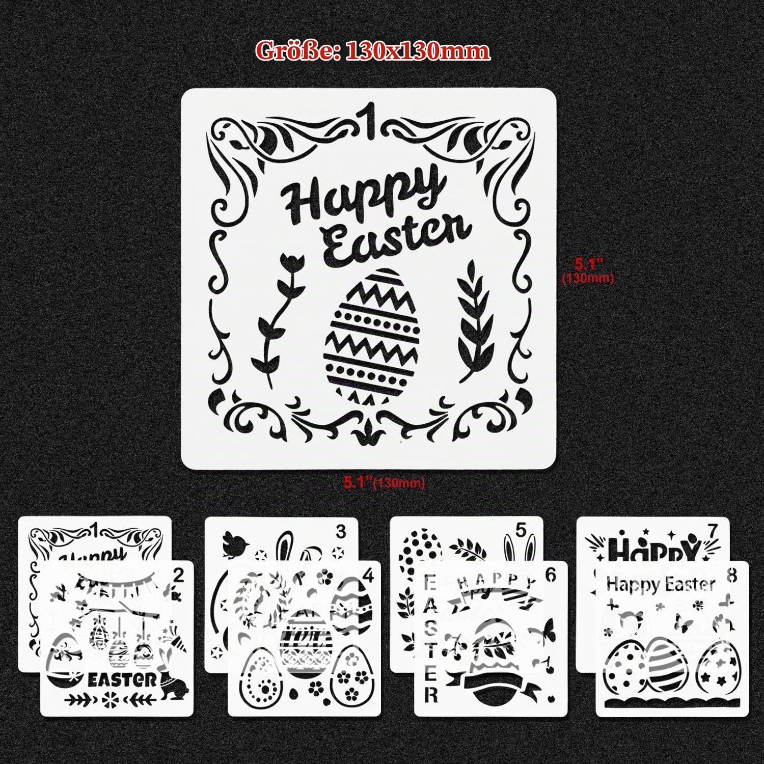 howaf-ostern-schablonen-8-st-ck-kunststoff-malschablonen-hase-ei image 2