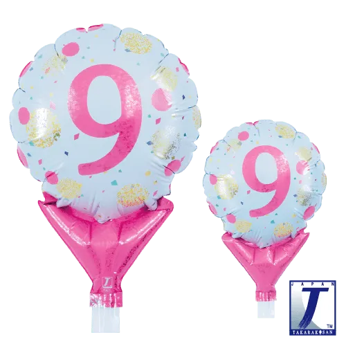 takara-upright-round-5-zoll-folienballon-gold-pink-dots-no-9 image 1